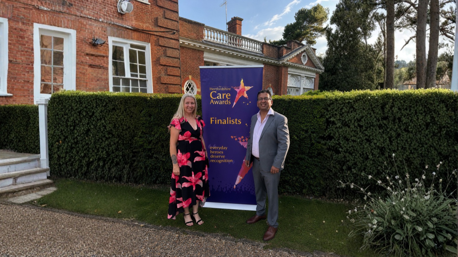 Burleigh House care home team celebrating an award, Baldock, Hertfordshire