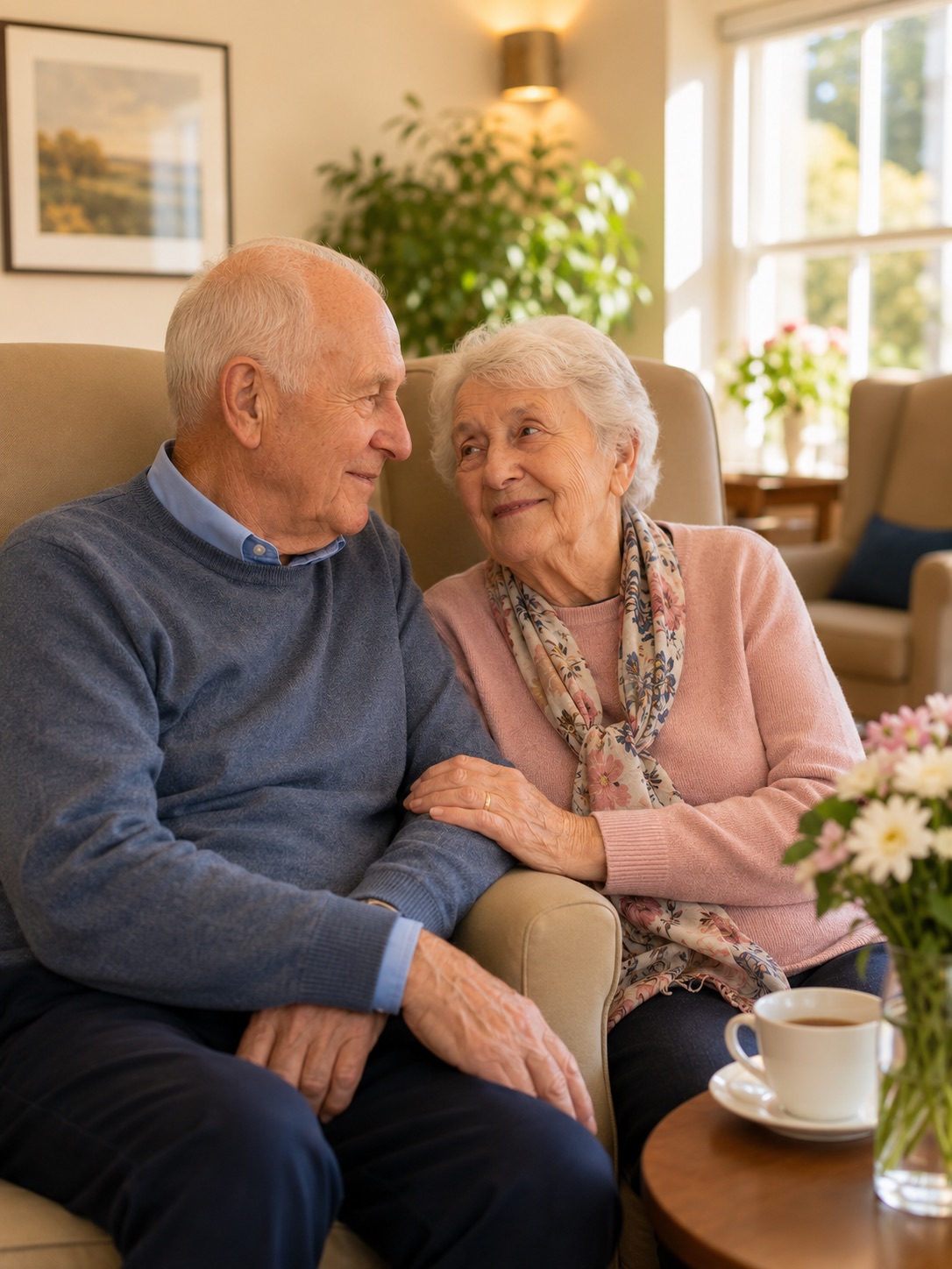 Comfortable resident room at Burleigh House care home, Baldock