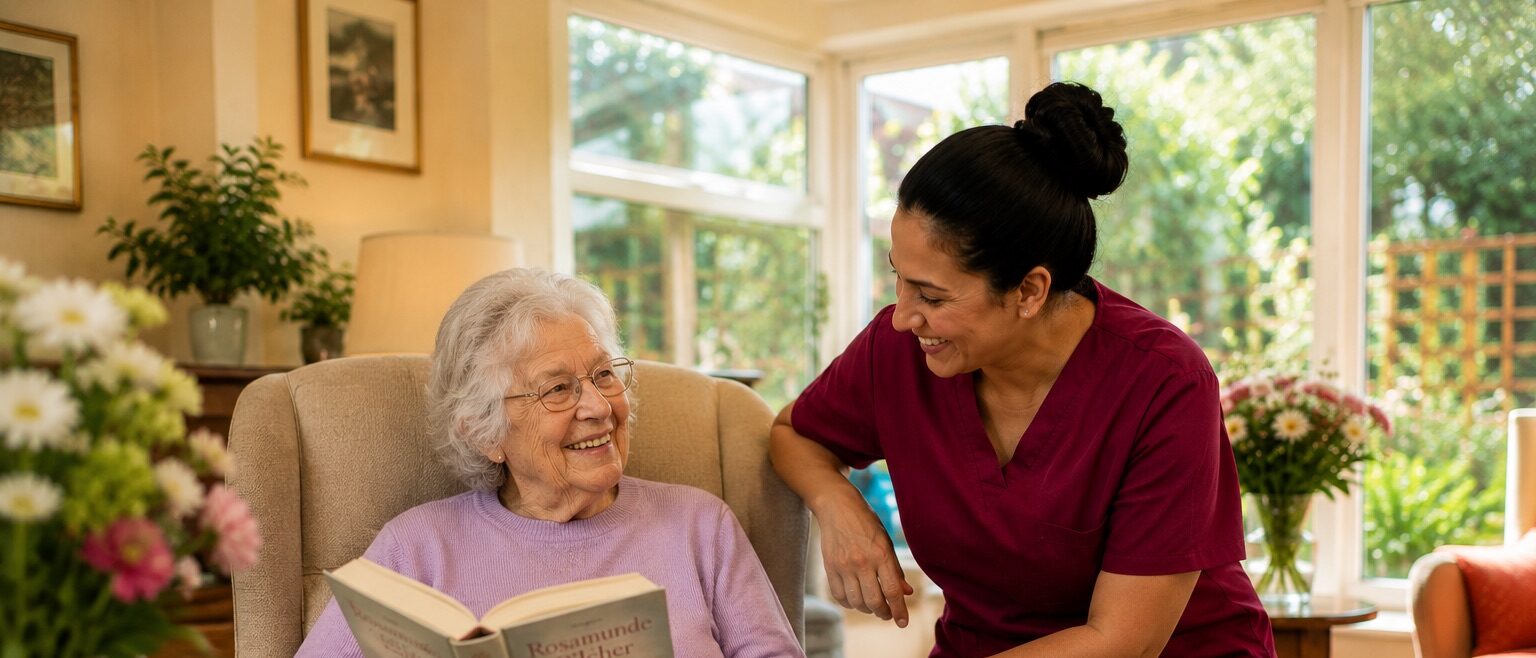 Residential care at Burleigh House care home, Baldock, Hertfordshire