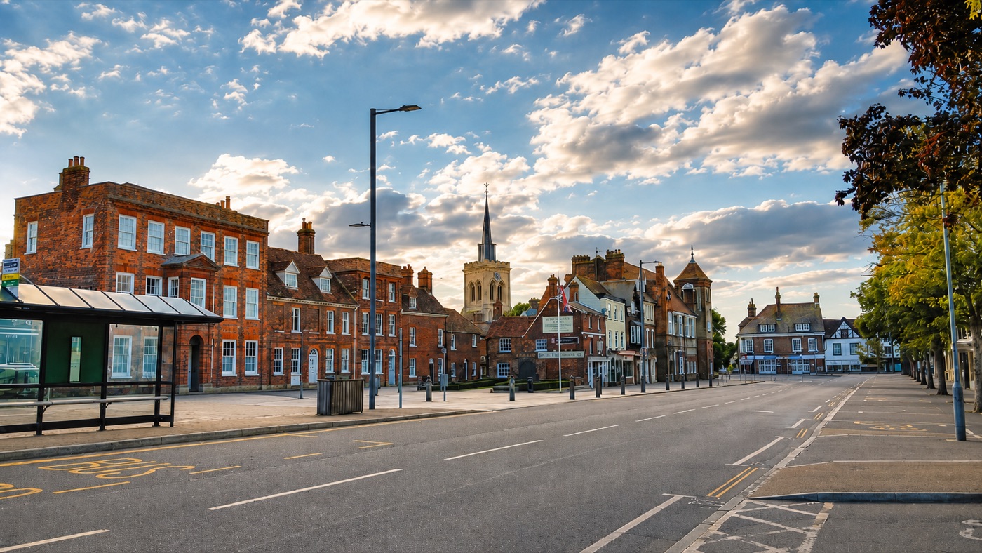 Baldock market town centre near Burleigh House