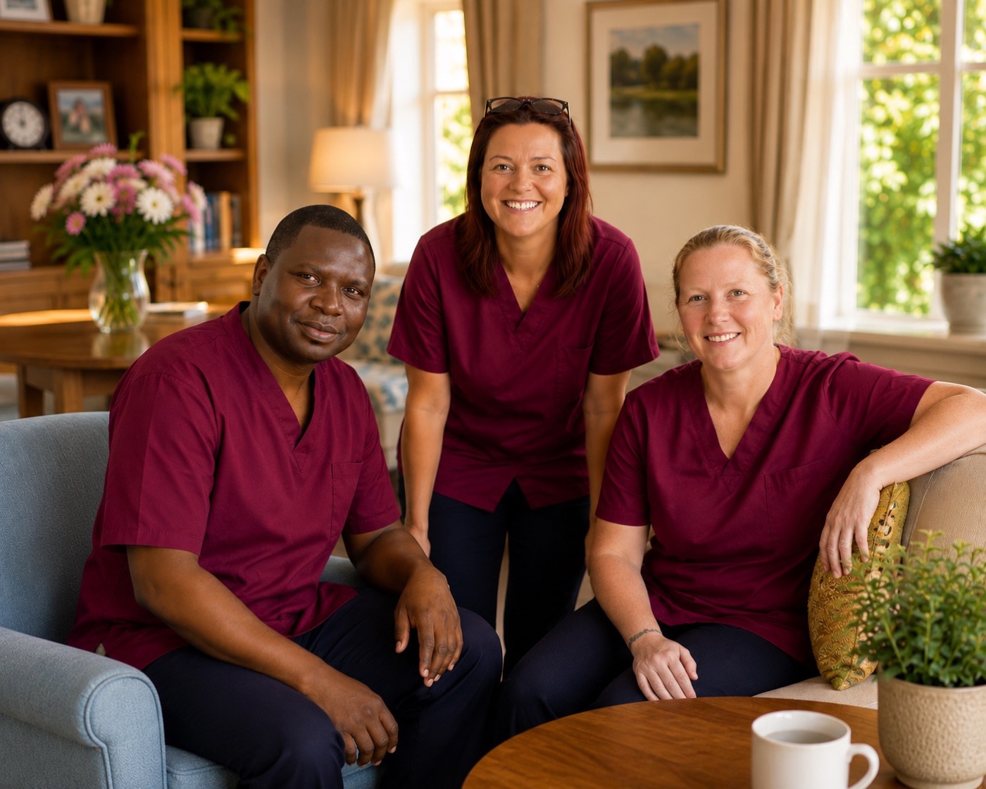 A new care team member being supported and mentored on their first day